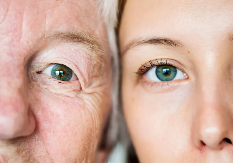 two women, close up on their irises